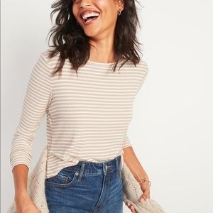 Luxe Rib Knit Metallic Stripe Tee